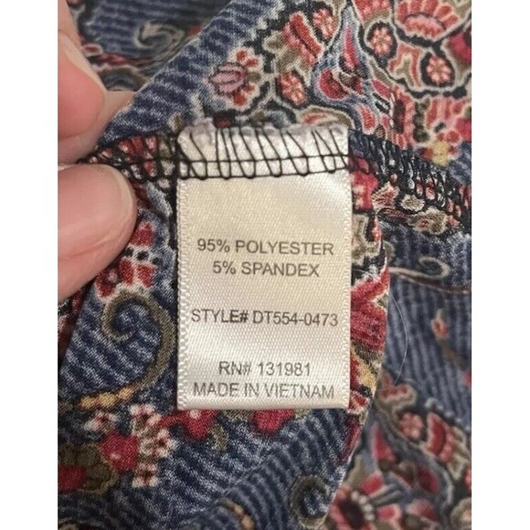 Corvia Women’s L Tank Top Boho Paisley White Blue Stretch Art Artsy Western - Picture 5 of 9